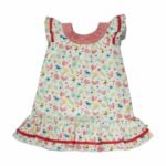 Girls Graphic Printed 100%Organic Cotton floral printed frock- white