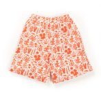 Kids Girls Printed 100%Organic Cotton Shorts - Orange and White - Image 2