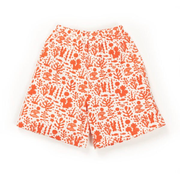 Kids Girls Printed 100%Organic Cotton Shorts - Orange and White - Image 3