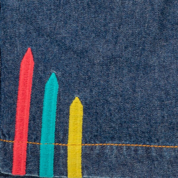 Kids Girls Printed 100%Organic Cotton Shorts - Denim - Image 3