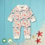 Unisex Baby Printed 100% Organic Cotton Romper - White