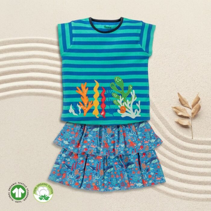 _FIRST CRY FINAL Navy Blue Printed Top and Liberty Blue Printed Skirt Set