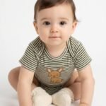 Boys Organic Cotton Rib Sleeveless Ribbat Print Romper - Green